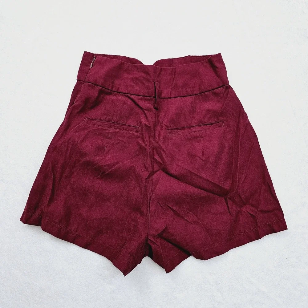 Charlotte Russe Womens XS‎ Shorts High Waist Red Burgundy Y2K Academia Chic